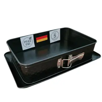 Springform rektangulær m. spildkant. 28x18x7 cm. Dobbeltlags PFAS FRI non-stick belægning - 